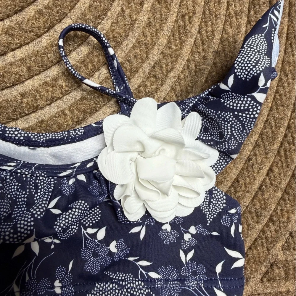 Janie and Jack Navy Floral Swimsuit 18-24 M